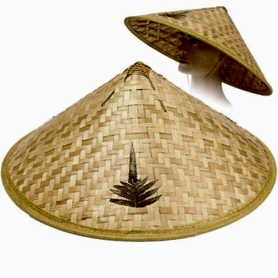 Naturel Renk Cambodia Kamboçyalı Vietnam Şapkası PVC Hasır