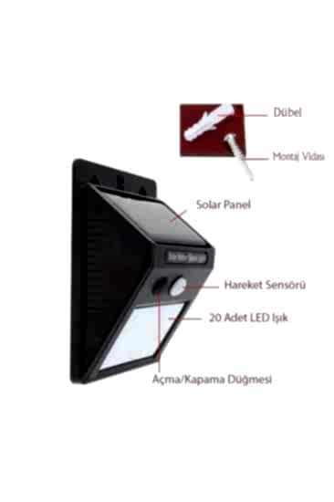 Hareket Sensörlü Solar Dış Mekan Lambası