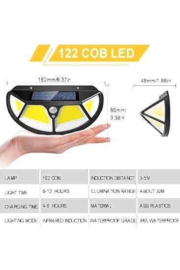 Fonksiyonel Sensörlü 102 Ledli Solar Bahçe Lambası