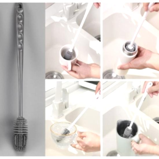 Silikon Uzun Saplı Kavanoz Yıkama Fırçası