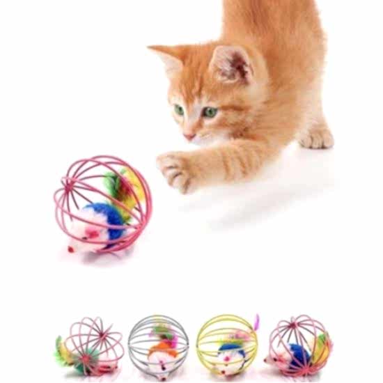 KAFESLI FARELI KEDI KÖPEK OYUN TOPU