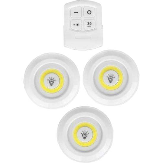Uzaktan Kumandalı Yapışkanlı 3’lü Led Spot Lamba