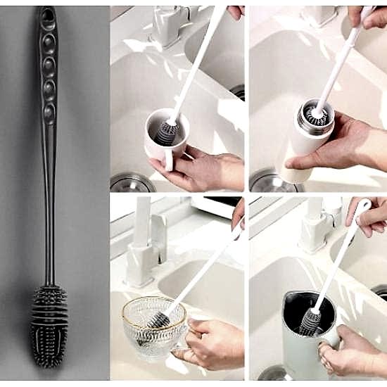 Uzun Saplı Silikon Biberon ve Kavanoz Yıkama Fırçası