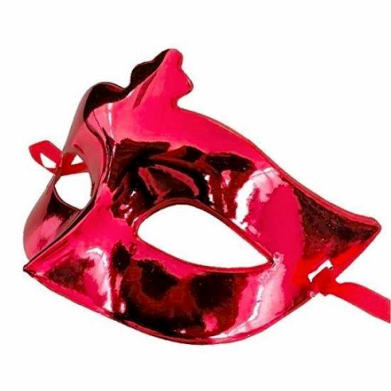Kırmızı Renk Parlak Balo Maskesi