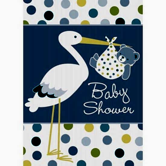 Baby Boy Stork Temalı Mavi Davetiye 8 Adet