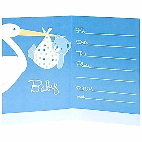 Baby Boy Stork Temalı Mavi Davetiye 8 Adet