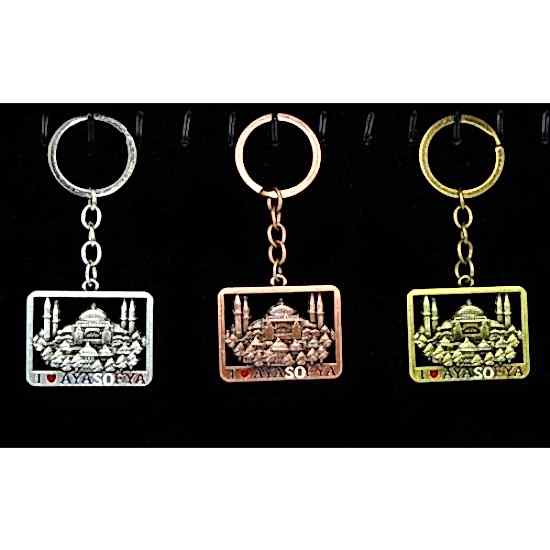 Metal Ayasofya Anahtarlık Kare Tasarım