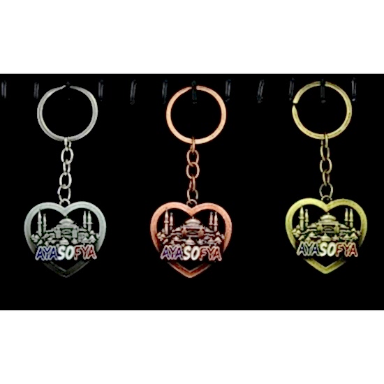 Metal Ayasofya Anahtarlık Kalp Tasarımlı
