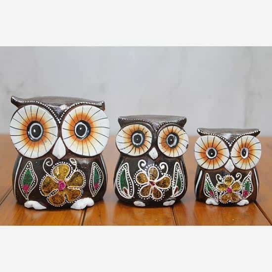 Ahşap 3’lü Baykuş Seti Model 1