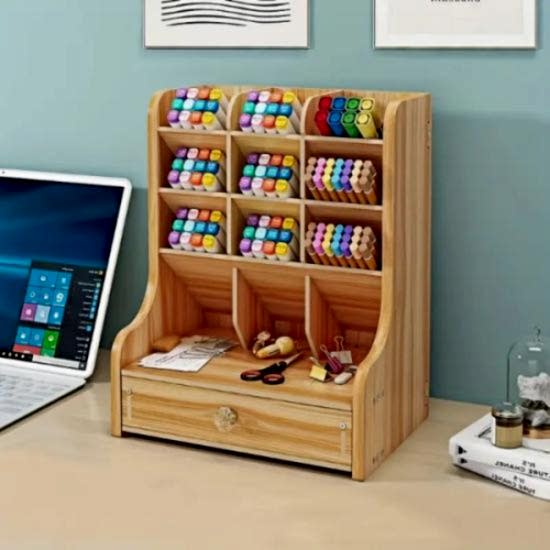 Bölmeli ve Çekmeceli Ahşap Organizer