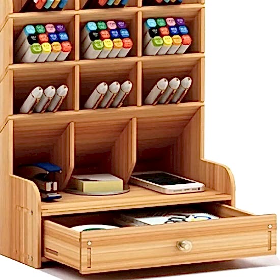 Bölmeli ve Çekmeceli Ahşap Organizer