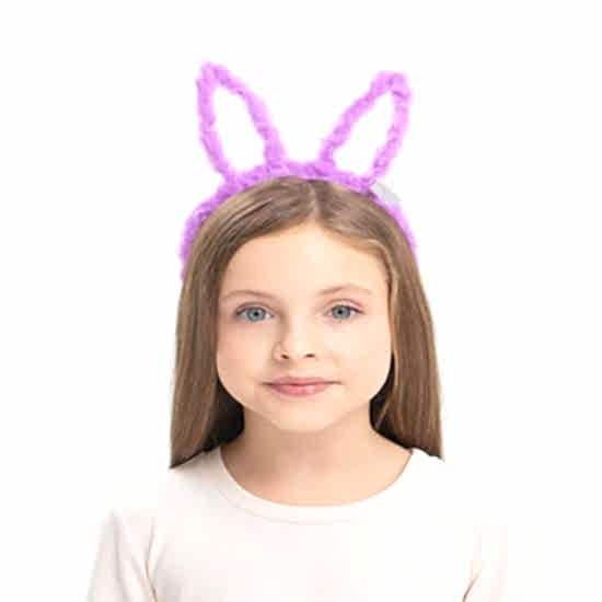 Led Işıklı Peluş Tavşan Kulak Taç Lila