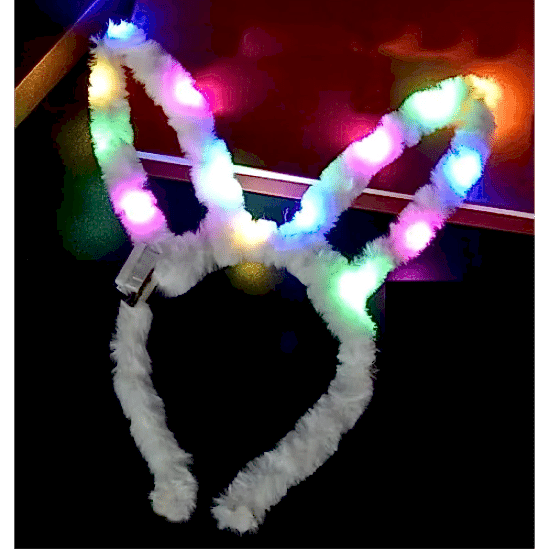 Led Işıklı Peluş Tavşan Kulak Taç Beyaz