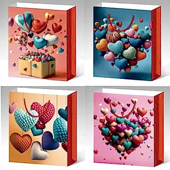 Büyük Boy Kalp Desenli Karton Çanta