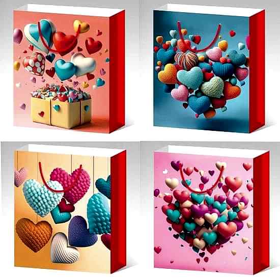 Küçük Boy Kalp Desenli Karton Çanta