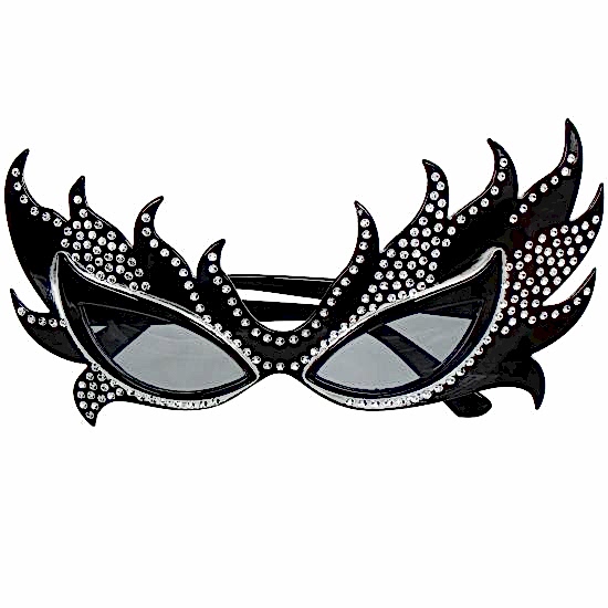 Taşlı Siyah Alev Parti Gözlüğü