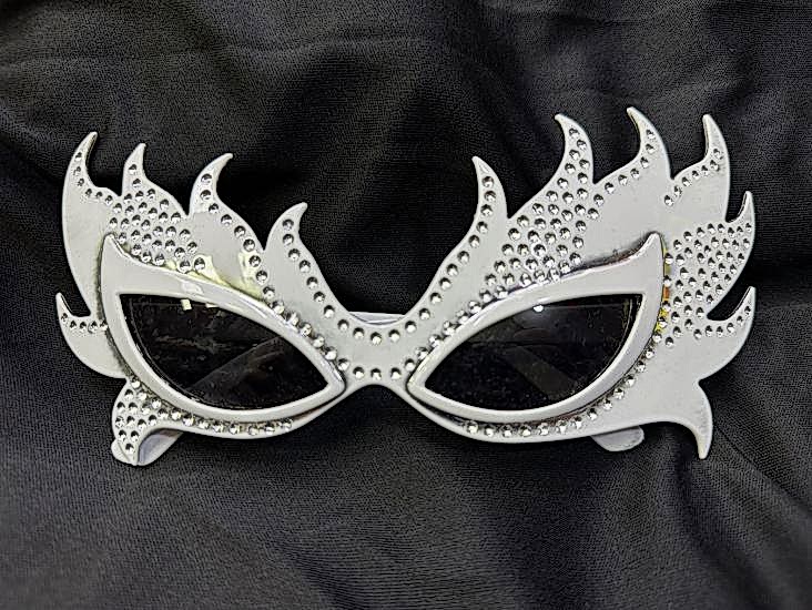 Taşlı Beyaz Alev Parti Gözlüğü