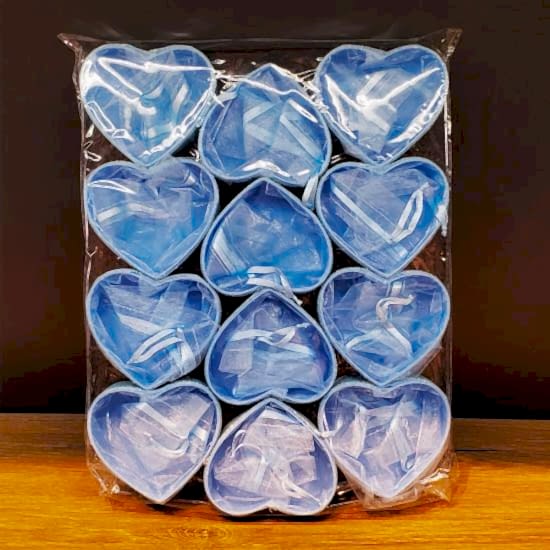 Mavi Kalp Tasarımlı Tül Kese