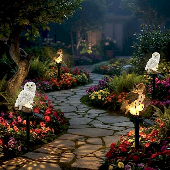 Baykuş Tasarımlı Solar Kazıklı Bahçe Aydınlatma