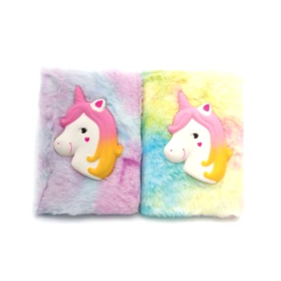 Kabartmalı Unicorn Tasarımlı Peluş Hatıra Defteri