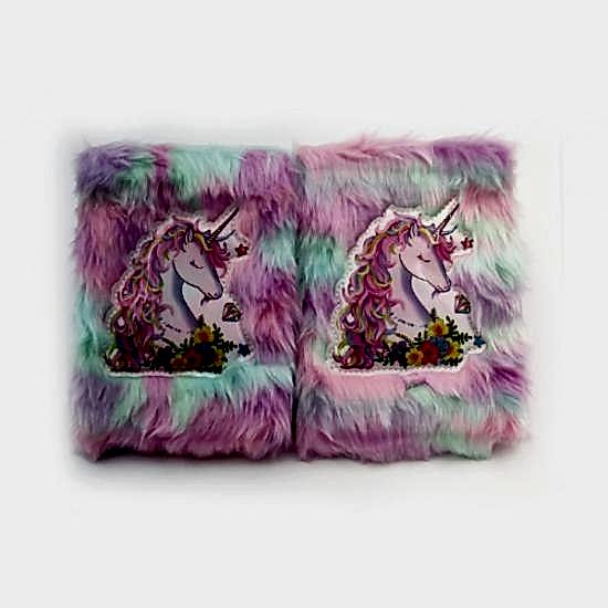 Çiçekli Unicorn Tasarımlı Peluş Hatıra Defteri