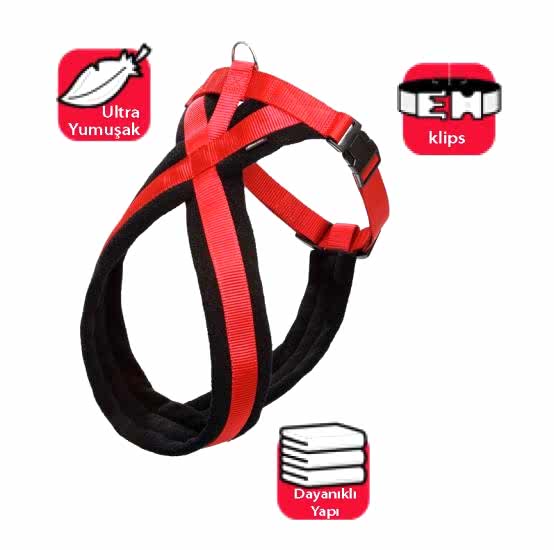 Karlıe Yumuşak Göğüs Tasma 42-50cm Siyah-kırmızı