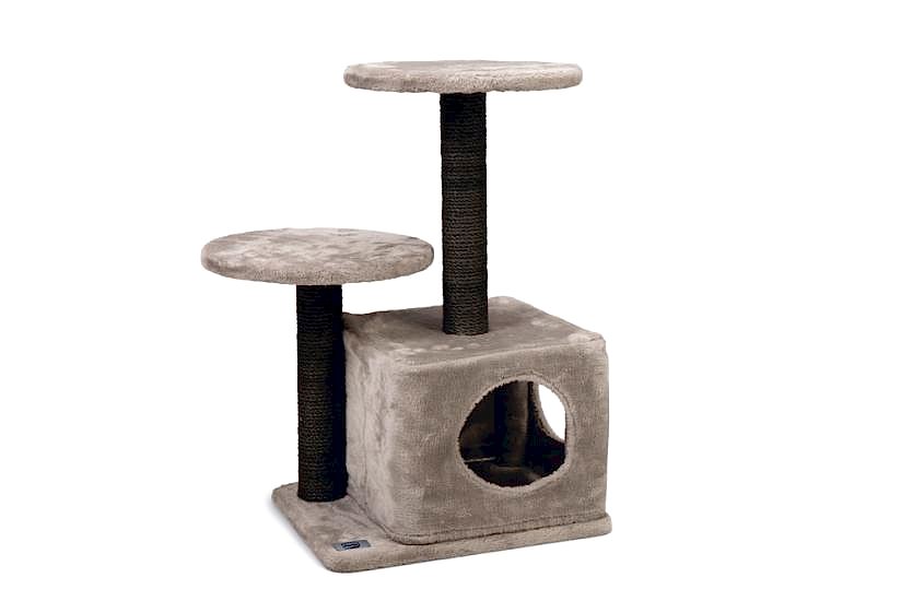 Karlıe Katlı Kedi Evi Ve Tırmala Tahtası Gri (45x35x70)