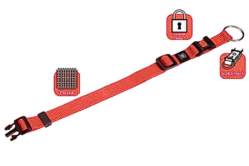 Karlıe Kilitli Boyun Tasması M 40-55cm Kırmızı