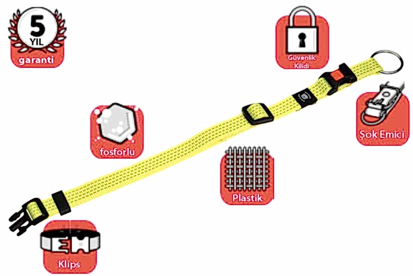 Karlıe Kilitli Boyun Tasma S 30-45 Cm Sarı