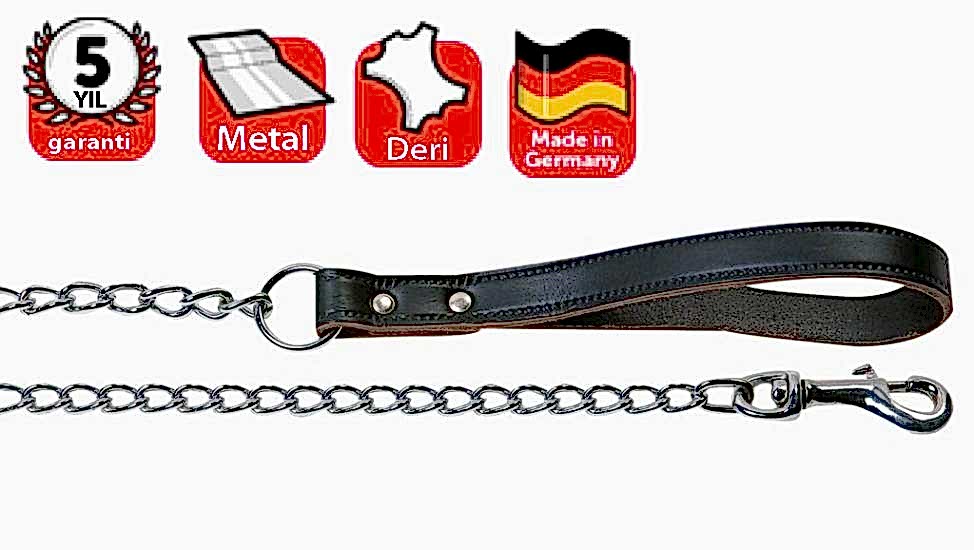 Karlıe Deri Saplı Zincir Uzatma 100cm/3mm Siyah