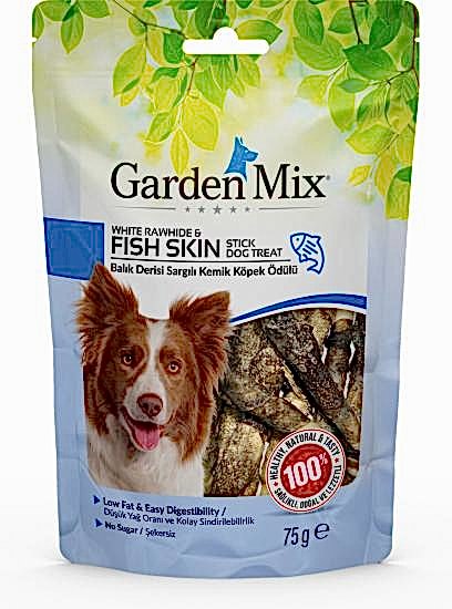 Garden Mix Balık Derisi Sargılı Kemik Köpek Ödülü 75 Gr