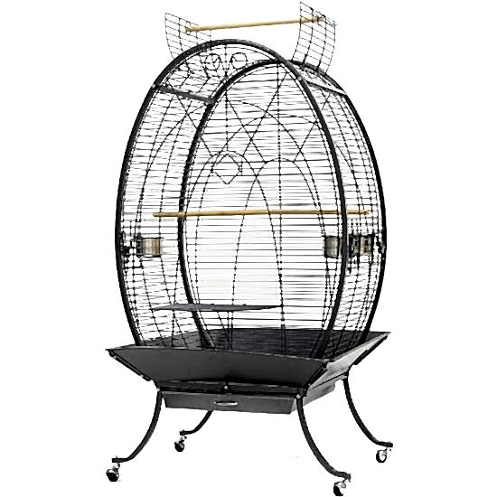 Dayang Oval Papağan Kafesi Ayaklı Siyah 89x60x159