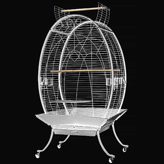 Dayang Oval Papağan Kafesi Ayaklı Beyaz 89x60x159