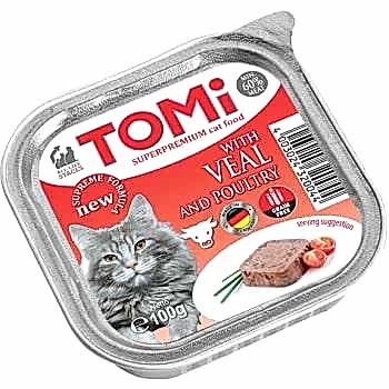 Tomi Kedi Dana Etli Ve Kümes Hayvanlı Alüminyum Yaş Mama 100gr (pate)