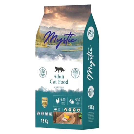 Mystic Az Tahıl Yetişkin Kedi Maması Tavuklu 15 Kg